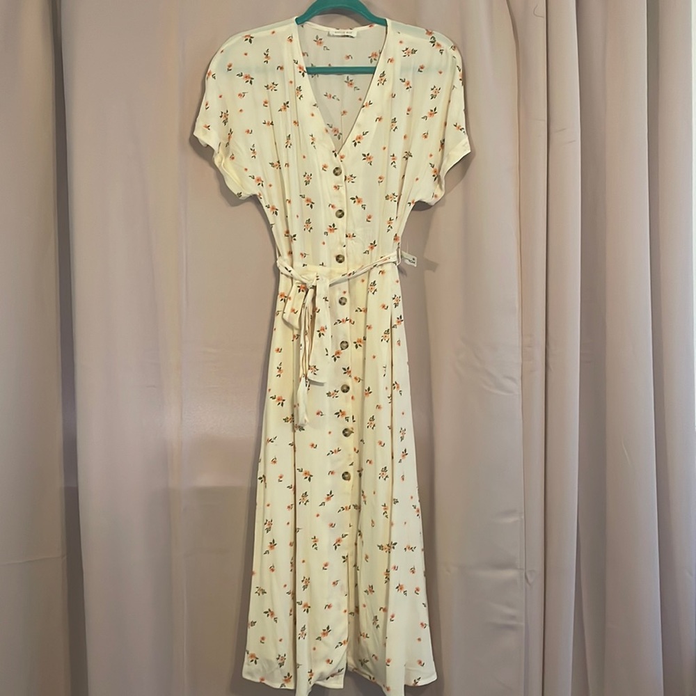 Sophie Rue Cream Floral Midi Dress